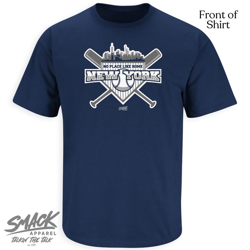 Smack Apparel New York Baseball Fans. No Place Like Home Navy T-Shirt (Sm-5X) (Short Sleeve, X-Large) - Image 2